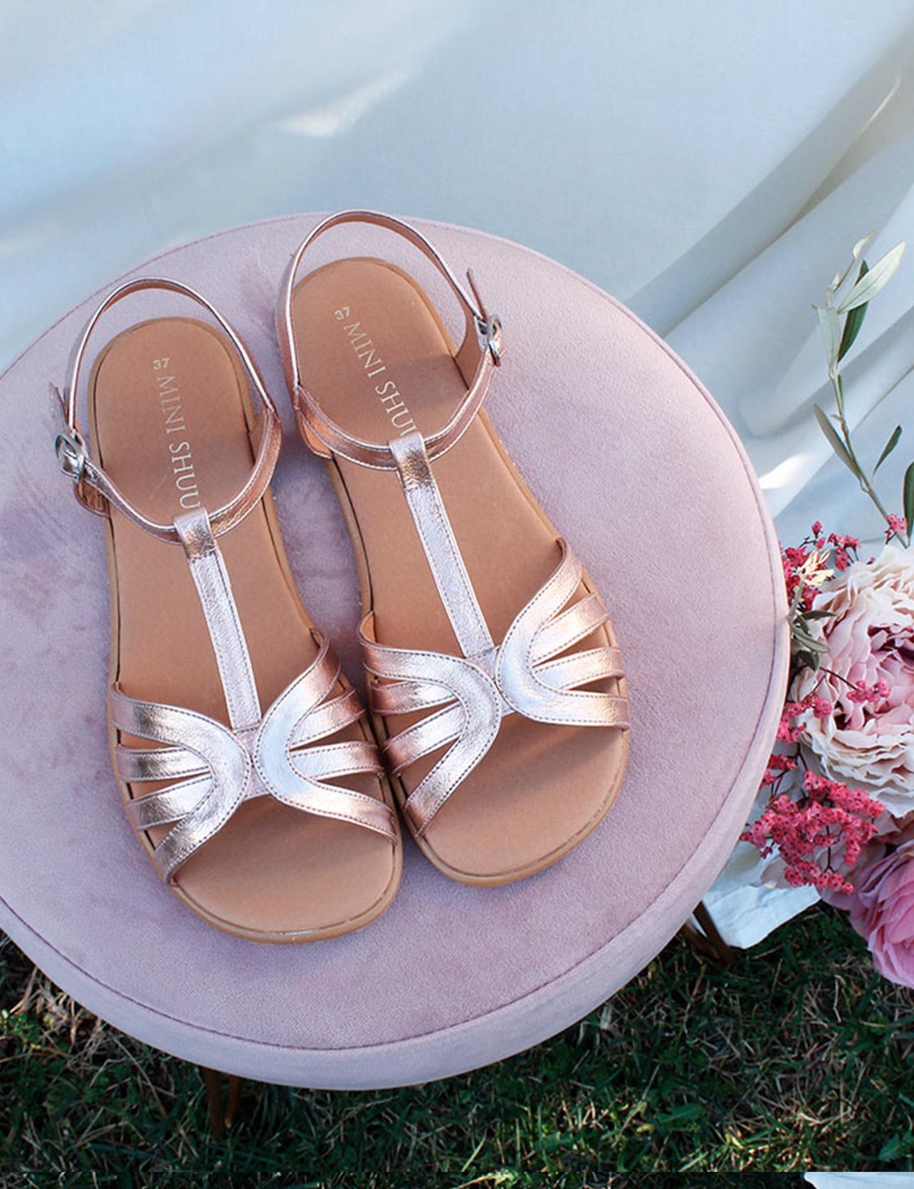 SANDALIA VENUS ORO ROSA - Zapato Barefoot Artesanal | SHUU BAREFOOT