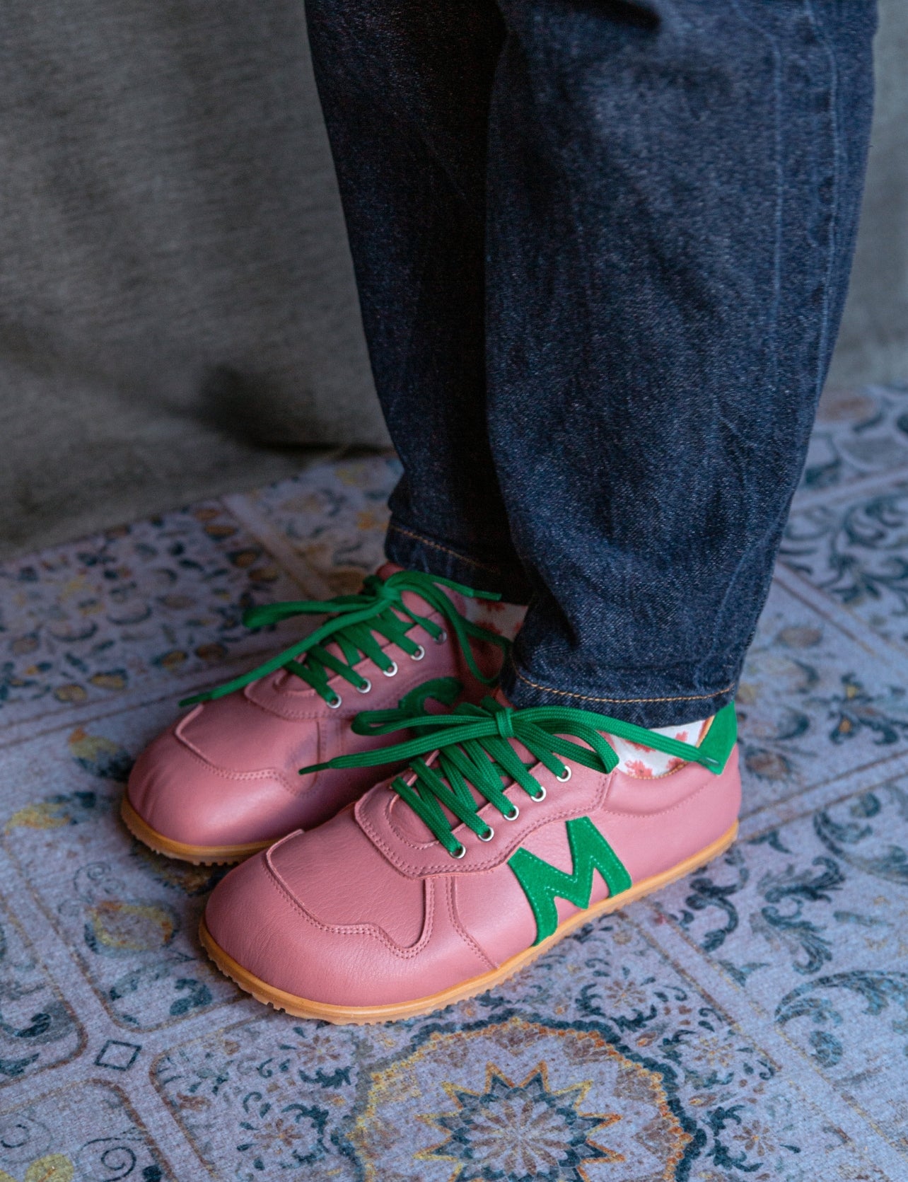 BAMBA ROSA Y VERDE - Zapato Barefoot Artesanal | SHUU BAREFOOT