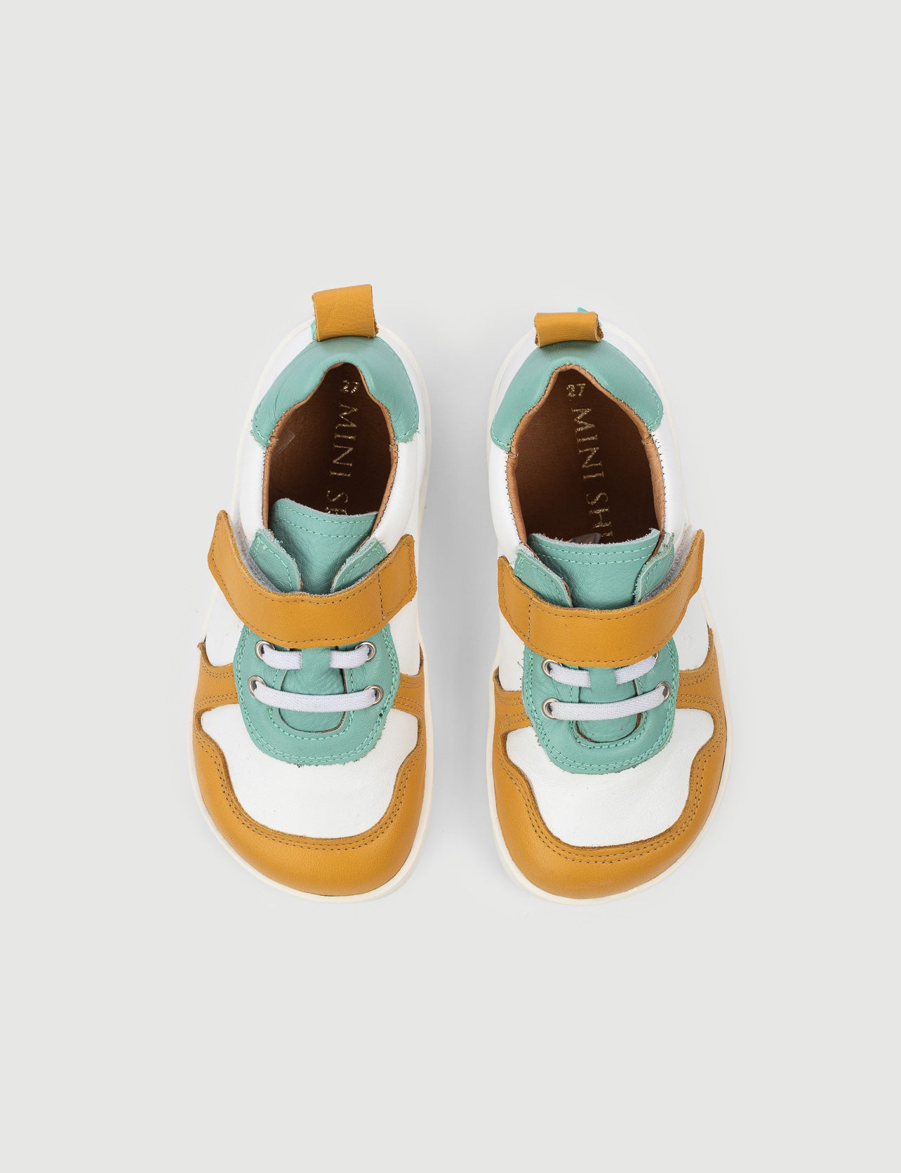 BAMBA MOSTAZA Y MINT - Zapato Barefoot Artesanal | SHUU BAREFOOT