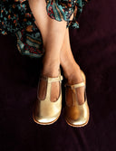 MARY JANE RETRO DORADO - Zapato Barefoot Artesanal | SHUU BAREFOOT